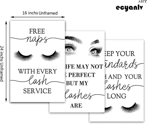 Beauty Salon Wall Decor - Eyelashes Guide Poster, Makeup Wall Art for Teen Girls, 16x24x3 inch