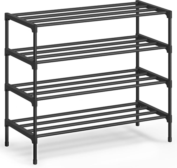 SONGMICS 4-Tier Shoe Rack for Closet, Compact Metal Shoe Organizer Shelf for