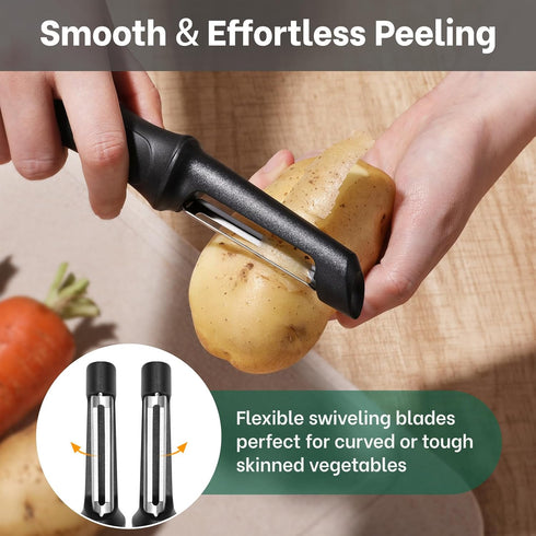 Beneno Swivel Vegetable Peeler, Razor-Sharp Smooth Peeling Potato Peelers with Stainless Steel Blades, Ergonomic
