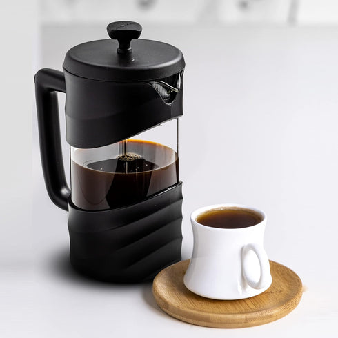 OVENTE 34 Ounce French Press Coffee Maker, Heat Resistant Borosilicate Glass, Black FPW34B