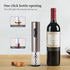 4 Battery Operated Electric Wine Opener by ELMWAY - Stainless Steel Electric Corkscrew with LED Light & Foil Cutter