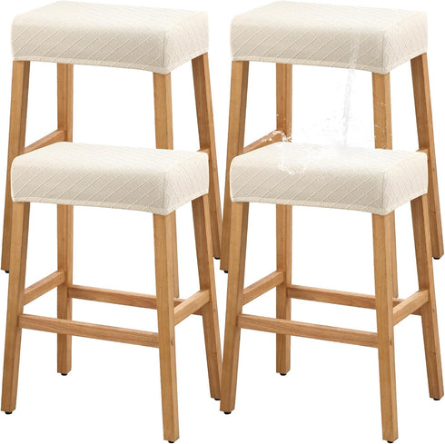 4 Pack Counter YISUN Stool Covers Rectangle - Stretch Waterproof Saddle Seat Cover Bar Stools Bar Chairs Covers Kitchen