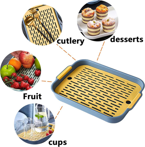 Eco-Friendly PP Dish Tray Drying Rack, Double-Layer Plastic Drainage Rack for Kitchen Countertops