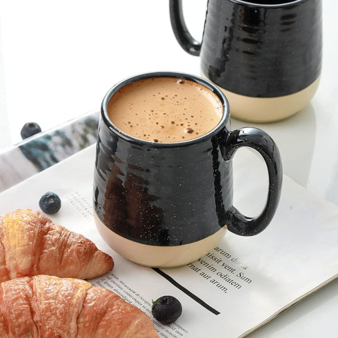 Set 4, 15 HASENSE Coffee Mugs of Ounce Ceramic Coffee Cups with Handles, Porcelain Large Latte Mug for Coffee