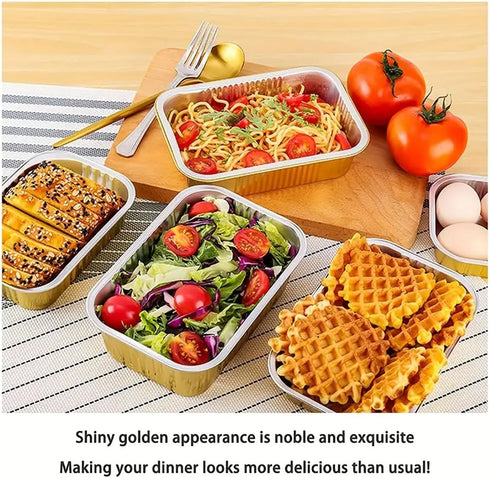 Aluminum Foil Pans with Lids, 10 Pack Heavy Duty 2LB Small Foil Pan, 8.5" 6" Disposable for Baking & Cooking