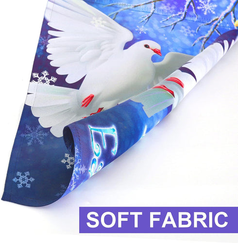 Winter Bird Peace on Earth Flags for Outdoors 28 x 40 Double Sided, Winter Outdoor House Flag for Lawn