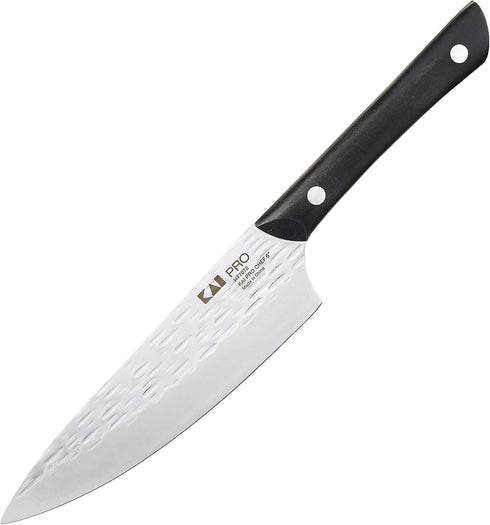 Kai PRO 6" Chef’s Knife, Hand Sharpened Kitchen Knife, Japanese AUS6M Stainless Steel Blade, Full-Tang POM Handle