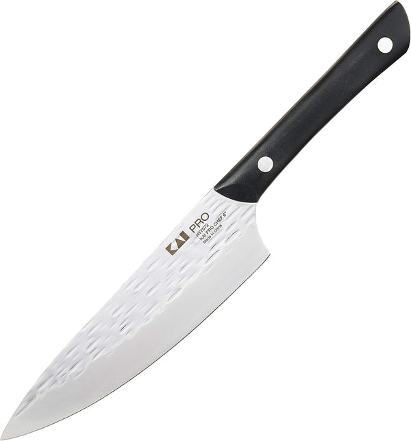 Kai PRO 6" Chef’s Knife, Hand Sharpened Kitchen Knife, Japanese AUS6M Stainless Steel Blade, Full-Tang POM Handle