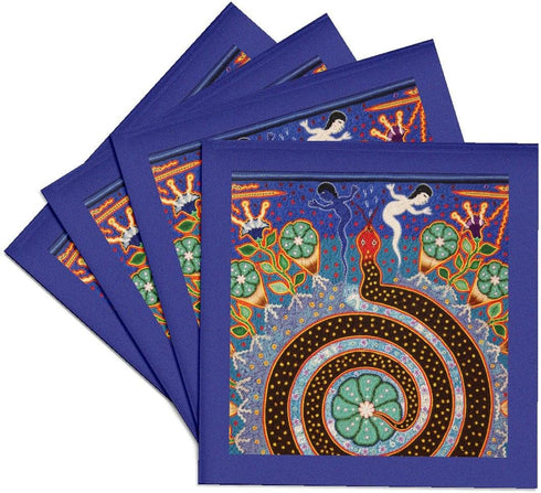 3dRose Folk Huichol Art, Ceramic Tile Coasters, Set of 4, Santa Fe, New Mexico-US32 JMR1118