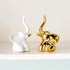 Home Decor Elephant Statues - 1 Pair of Small Decorative Accents for Living Room and Bedroom, Gold and White