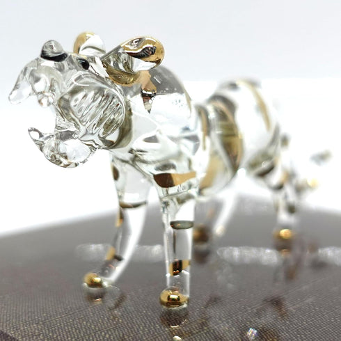 Tiger Miniature Figurines - Hand Blown Glass Art Animals Collectible Gift for Home Décor (Clear Gold)