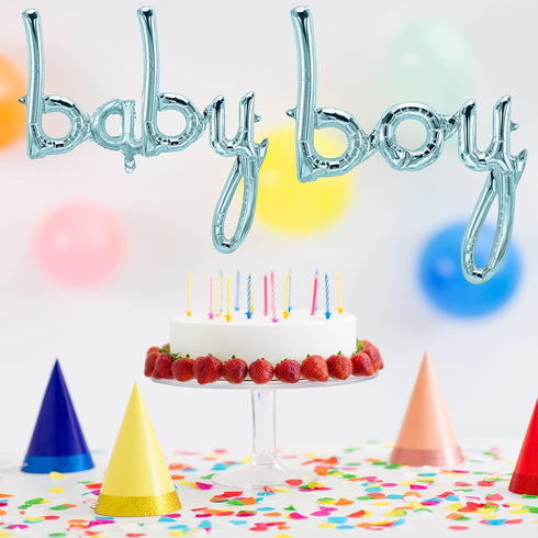 Tellpet Baby Boy Balloons, Blue Baby Boy Letter Balloon for Baby Shower Decorations