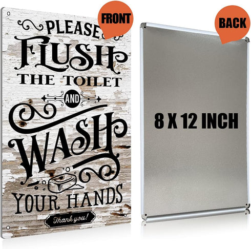 BEASTZHENG Rustic Metal Tin Sign Wall Decor - Farmhouse Bathroom Quote Saying for Toilet Restroom Home Gifts