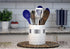 Home Acre Designs Large Ceramic Kitchen Utensil Holder, Farmhouse Countertop Crock in White/Silver