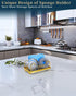 Countertop 304 Consumest Sponge Holder for Kitchen Sink - Movable Sink Caddy for Organizer, Stainless Steel Sponge