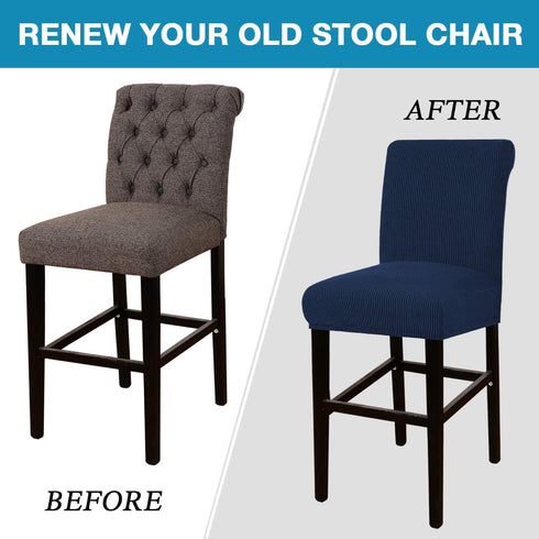 Flamingo P High Stretch Bar Stool Cover - Non Slip Pub Counter Stool Chair Seat Slipcover, Set of 4, Navy