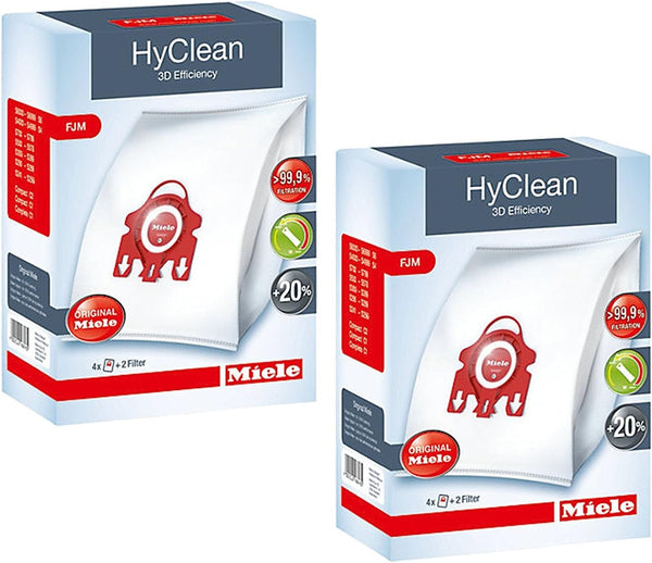 Miele HyClean 3D Efficiency Dust, Type FJM, 8 Bags & 4 Filters, Red