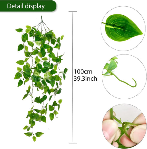 Freyalife Vines(2pcs)for Fake Hanging Plants Room Decor, Artificial Ivy Greenery Garlands for Home Bedroom Living