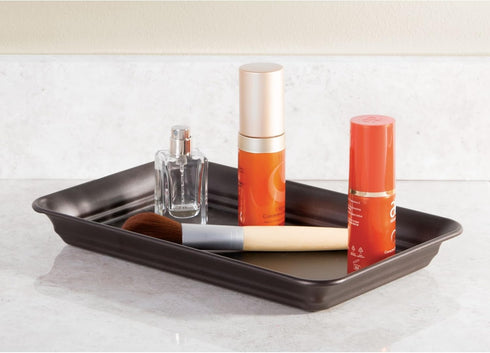 iDesign Metal Vanity Tray, Non-Slip Guest Towel Board for Cosmetics, Makeup, Jewelry, Keys, Bathroom, Kitchen, Office,