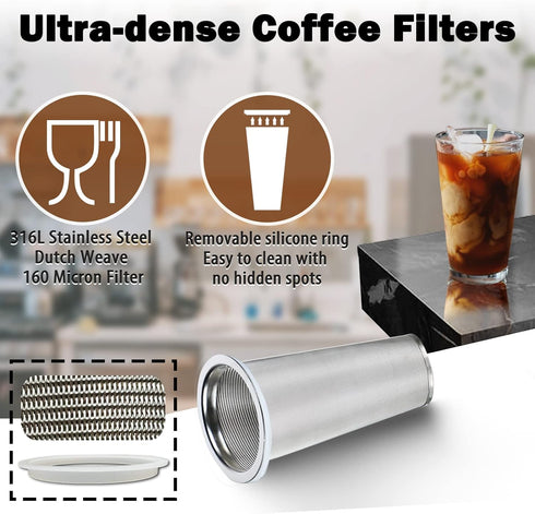 Cold Brew Coffee Maker, 32oz Pitcher with Stainless Steel Super Dense Filter, BPA Free, Easy to Clean