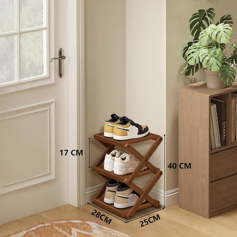 Closet, 3 YYW Shoe Rack, Foldable Bamboo Shoes Shelf, Freestanding Shoe Storage Organiser for Entryway, Bedroom