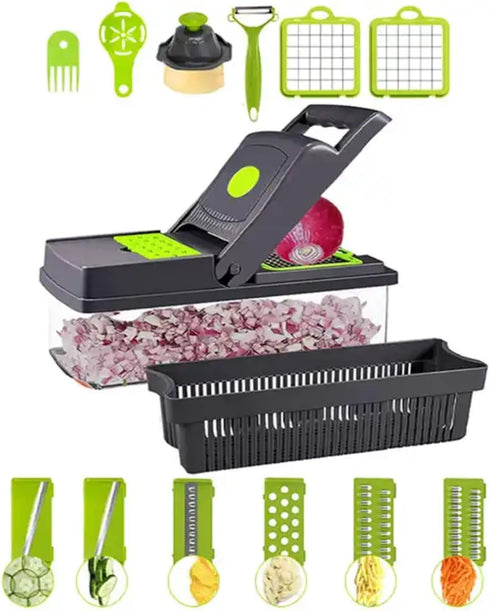 KitchenHelper 15 in 1 Mandoline - Food Chopper, Cutter, Dicer, Grater, Peeler, Slicer, Egg Separator, and Rinse Basket by Generic