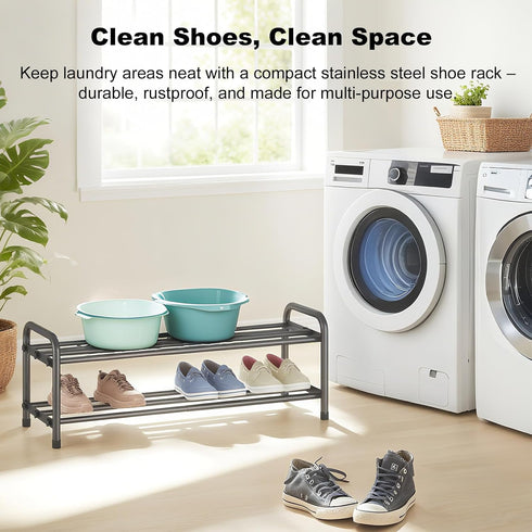 2-Tier Closet, KANAV Expandable Shoe Rack, Adjustable Shoe Organizer & Storage for Small Space Saving Shoe Rack