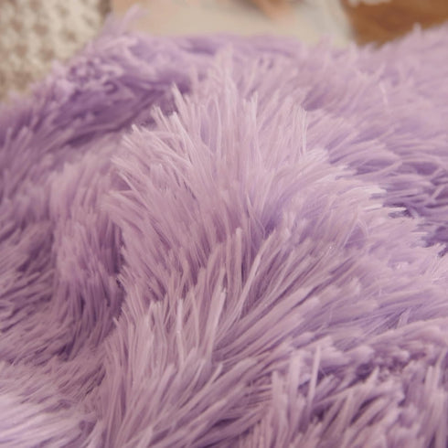 Soft Lavender Faux Fur Fluffy Pillow Case, Cute Decorative Fuzzy Pillow Covers for Home Bedroom Living Room, Set of 2