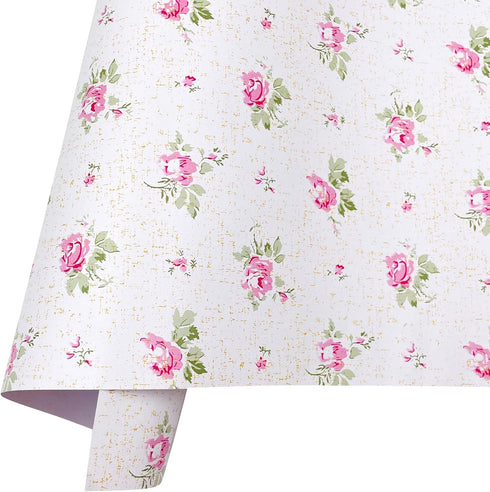 SimpleLife4U Pink Rose Furniture Protect Paper - Removable Shelf Liner for Kitchen Cabinet Dresser Drawer Covering