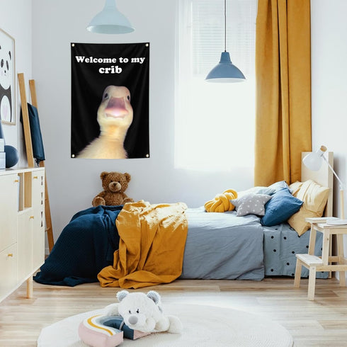 starfa lab 2x3Ft for Welcome To My Crib Funny Duck Flag Tapestry Bedroom,Funny Flags,Dorm,Man Room Decor for Teens