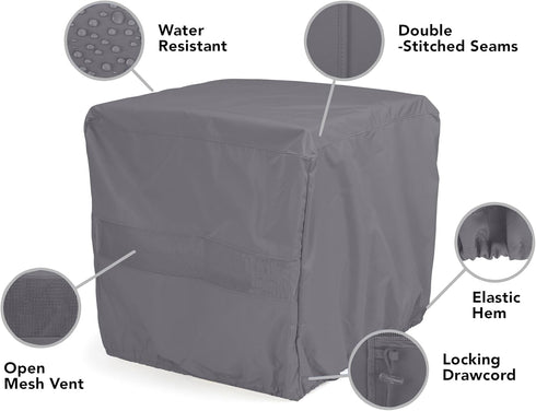 300D 18W 18D 18H, Covermates Elite Square Patio Accent Table Cover Elite Polyester, Water-Resistant, Drawcord Hem, Mesh