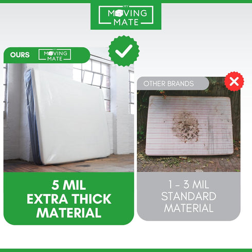 Full Mattress Bag for Moving and Storage - Heavy Duty 5 Mil Mattress Cover, Reusable and Tearproof Storage Bags