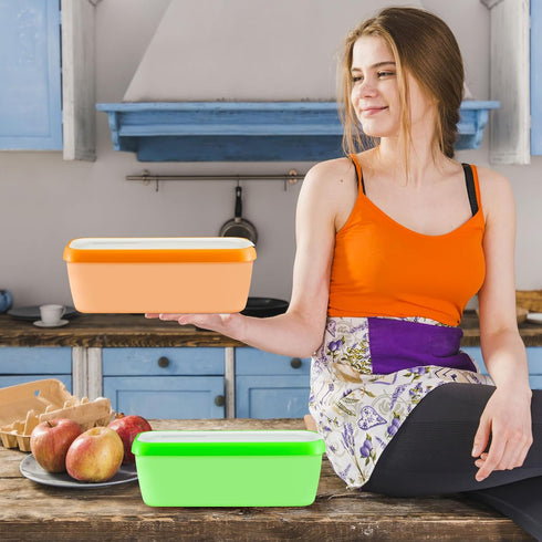 Boxdljh Set 2, 1.5 (Cyan+Orange=2Pack) Ice Cream Containers of Quart Ice Cream Tub, Reusable Homemade Ice Cream Tubs