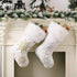 Comfy Hour Let It Snow Collection 18"x11" Christmas Winter Snowflake Stocking, Soft Plush Velvet, White and Gold