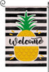 Welcome Summer Pineapple Stripes Garden Flag, Double Sided Burlap Flag for Yard Lawn Outdoor Decor