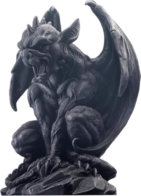 JORAE Winged Gargoyle Statue, Indoor Outdoor Home Decor Sitting Guardian Sculpture, 9 in Polyresin