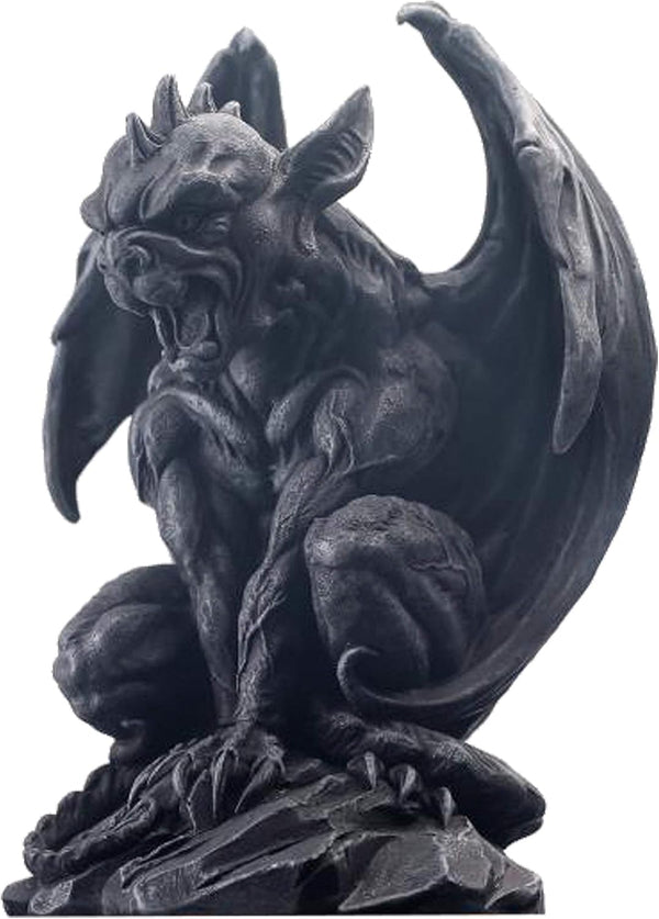 JORAE Winged Gargoyle Statue, Indoor Outdoor Home Decor Sitting Guardian Sculpture, 9 in Polyresin