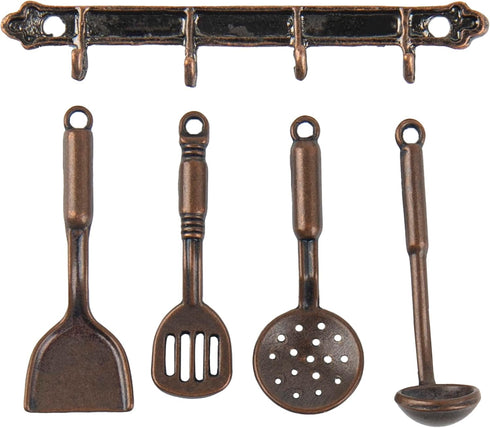 AUEAR 5 Pack Mini Home Kitchen Accessories Kit, 1:12 Spoon Shovel Cookware Tools for Kitchen Decoration