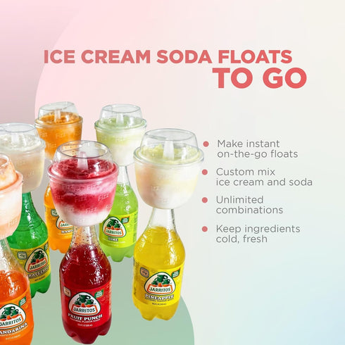 6-Pack Fizz The Cup On-The-Go Ice Cream Float - Fits Plastic & Glass Soda or Drink Bottles - Leak-Proof Party