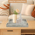 Rectangle Wicker Scalloped Tray, Hand Woven Synthetic Rattan Serving Tray with Handles, Coffee Table Decorative Tray