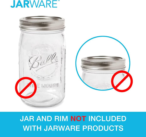 Jarware Stainless Steel Citrus Juicer Lid, Wide-Mouth, Metallic, Model 82654 for Mason Jars