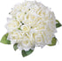 Artificial Flowers Rose Bouquet - 2 Pack Fake Silk Plastic White Roses, 18 Heads for Wedding Decoration