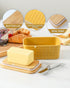 Hasense Large Ceramic Butter Dish with Sealing Lid, Yellow Airtight Butter Container for Countertop Storage