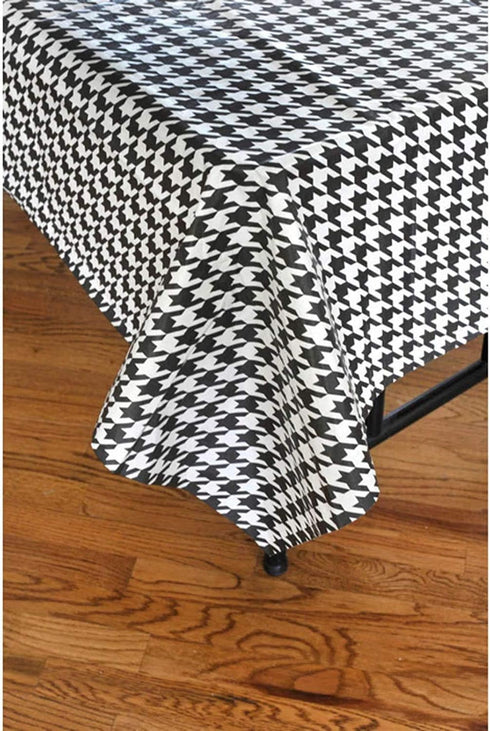 Havercamp Houndstooth Table Cover (54" x 108"), Water and Tear Resistant, Black and White Paper Cover