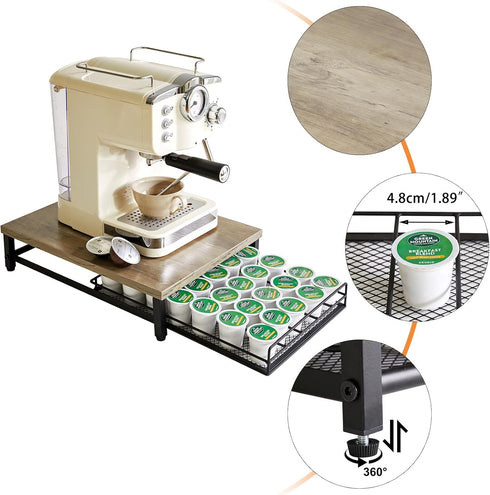 IBUYKE Coffee Pod Drawer Holder, 35 Capacity K Cup Storage Organizer, Under Coffee Pot Storage Drawer for Home Kitchen