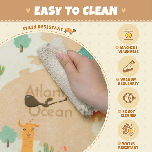 3x5 Hazo Haus Animal World Map Bedroom Rug for Kids Soft Educational Play Mat with Cute Animals by Continent, Washable