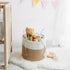 Mkono Woven Storage Basket, Small Decorative Rope Basket for Blankets, Toys, Clothes, 11" W x 11"L, White and Yellow