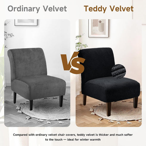 XIAROGEE Armless Armless 1) Teddy Wool Accent Chair Cover Soft Chair Slipcover Accent Chairs Covers without Arms