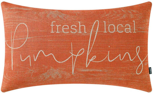 TRENDIN Farmhouse Fall Pillow Cover - 20x12 inch Orange Fresh Local Pumpkin Throw Pillow Cover for Autumn Decor
