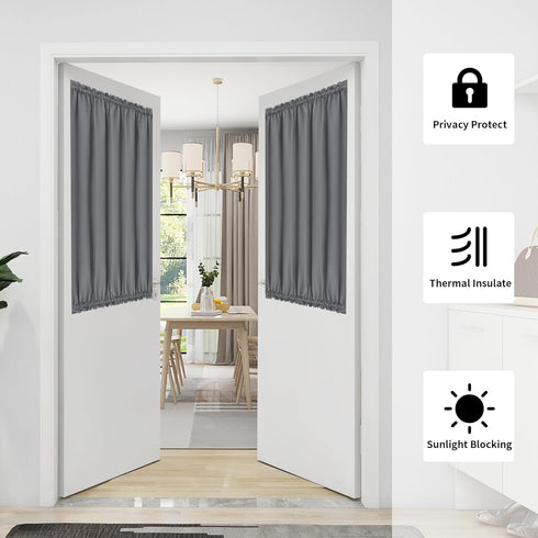 Easy-Going Blackout Door Curtains, Rod Pocket Privacy Light Filtering Sidelight Curtains with Tieback, 1 Panel